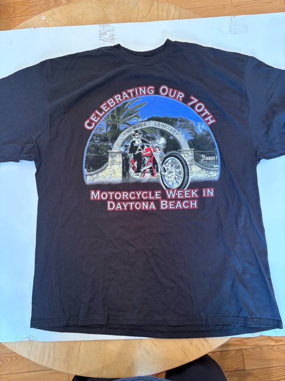 Delta Black Graphic Tee with Red and Blue Motorcycle Artwork-3XL